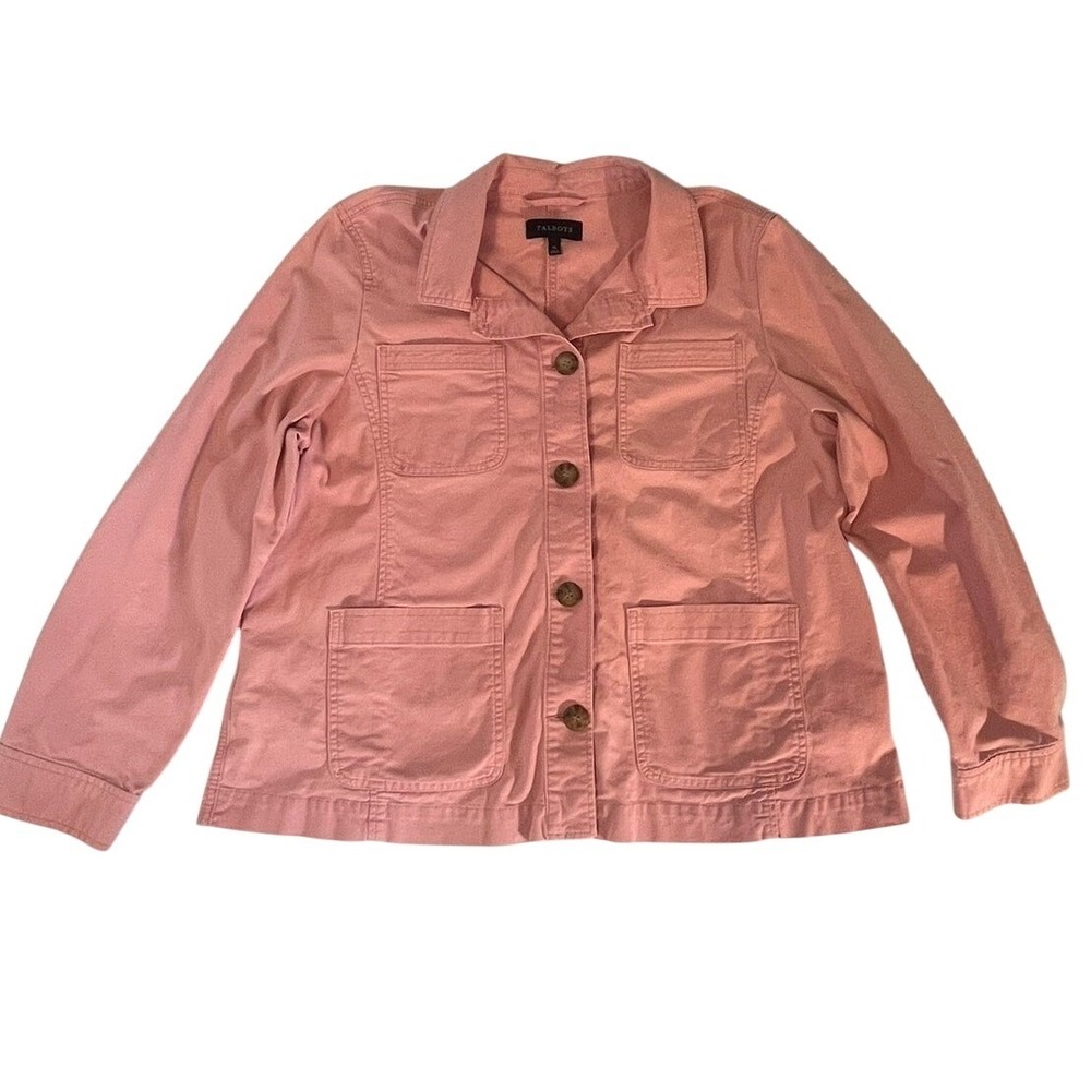 Talbots Dusty Rose Utility Jacket XL | Coastal Soft Cottagecore Chore Coat Pink